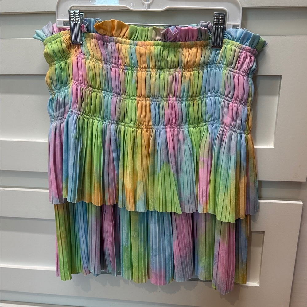 Current Air Multicolor Pleated Mini Skirt